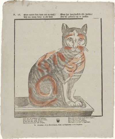 Não é um animal útil para apodrecer e rato / Como um lindo gatinho em sua casa. / Porque bisbilhota por todos os cantos / para procurar essa fera (título no objeto) de Jan Hendriksen