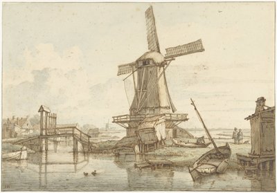 Paisagem com moinho de vento de Jan Hulswit