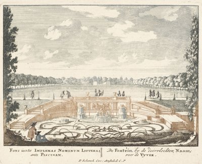 Fonte e grande lago nos jardins do Palácio Het Loo, 1694-97 de Jan I van Call