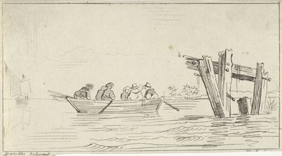 Barco a remo com figuras num rio de Jan Izaak van Mansvelt