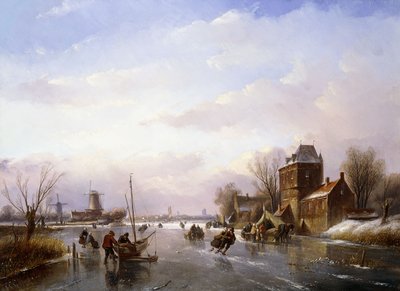 Patinadores em uma paisagem congelada, de Jan Jacob Spohler