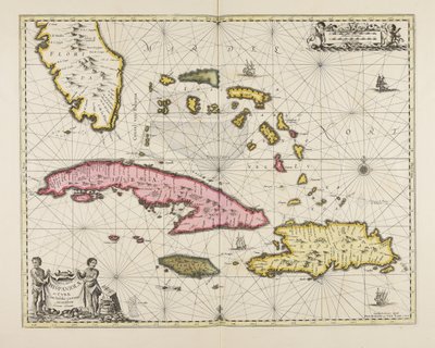 Insularum Hispaniolae et Cubae cum insulis circum jacentibus accurata delineatio de Jan Janssonius