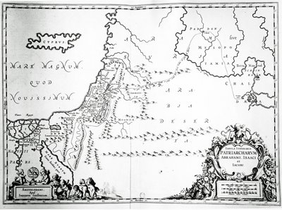 Mapa das viagens de Abraão, Isaac e Jacó, 1652 de Jan Janssonius