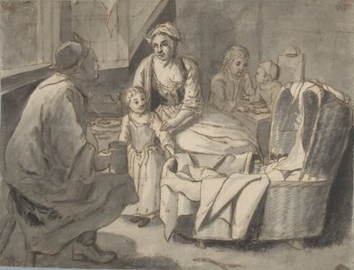Interior com uma família com filhos de Jan Josef Horemans (II) (possibly)