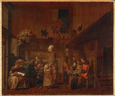 A oficina de um sapateiro (pintura sobre tela) de Jan Josef the Elder Horemans