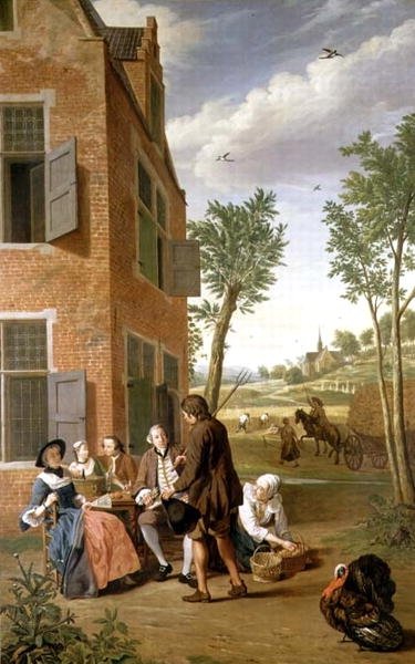 Figuras em uma paisagem (uma de uma série de quatro) de Jan Josef the Younger Horemans