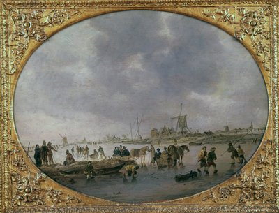Cena de inverno com figuras num lago congelado (óleo sobre painel) de Jan Josephsz van Goyen