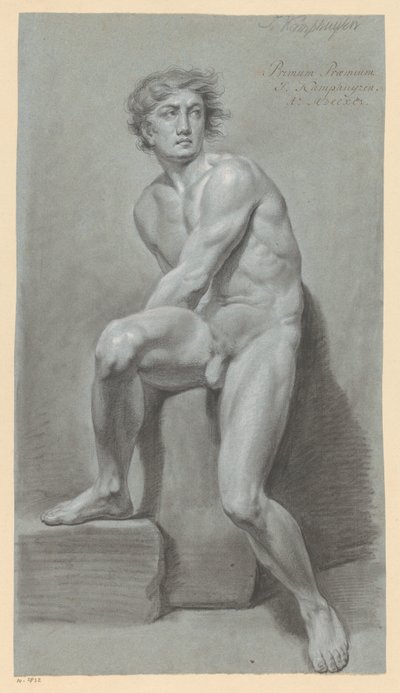 Nu masculino sentado, visto de frente (1º prêmio 1791) de Jan Kamphuijsen