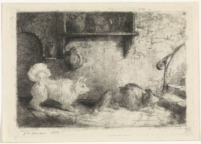 Dois cachorros de Jan Karel Jacob de Jonge