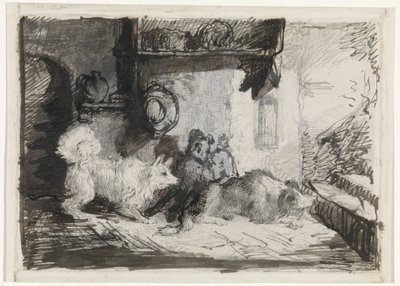 Dois cachorros de Jan Karel Jacob de Jonge