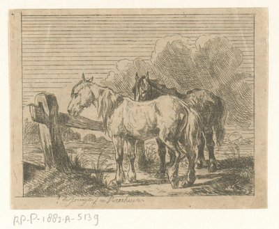 Pasto com dois cavalos de Jan Karel Jacob de Jonge