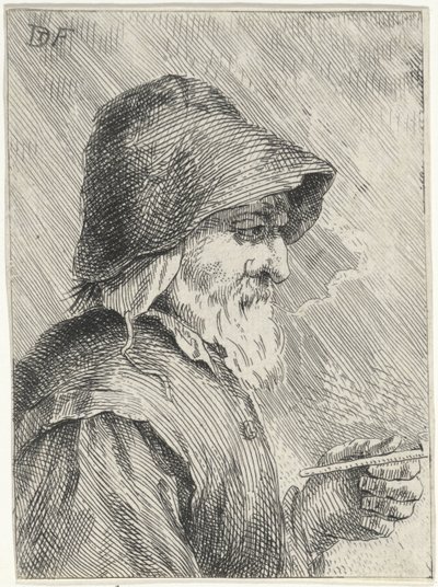 Velho com barba e um cachimbo na mão de Jan Lauwryn Krafft (I) (attributed to)