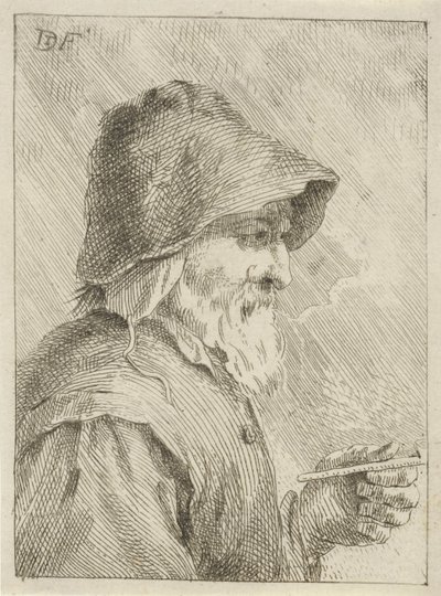 Velho com barba e um cano na mão de Jan Lauwryn Krafft (I) (attributed to)