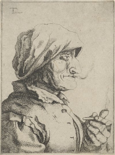 A velha fuma um cachimbo de Jan Lauwryn Krafft (I) (possibly)