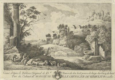 Vista de uma paisagem com pastores de Jan Lauwryn Krafft (I)