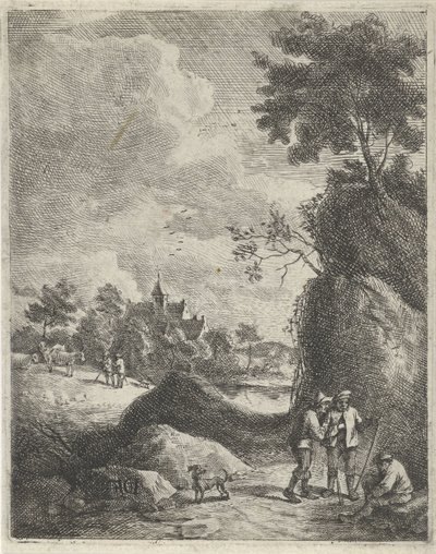 Paisagem com viajantes e dois pastores de Jan Lauwryn Krafft (I)