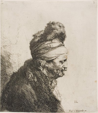 Busto de um homem oriental, virado para a direita de Jan Lievens
