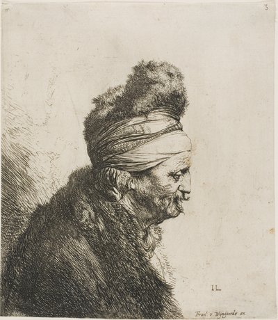 Busto de um homem oriental, virado para a direita de Jan Lievens