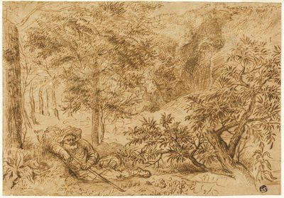 Paisagem com um pastor a dormir debaixo de uma árvore de Jan Lievens