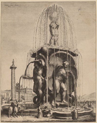 A fonte e a coluna de Trajano em Roma de Jan Lutma II