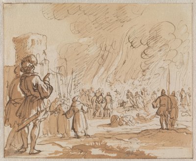 180 cátaros ou albigenses são queimados fora de Minerve em 1210 de Jan Luyken