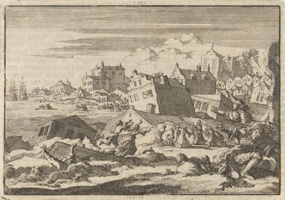 Terremoto na Jamaica destruindo a cidade de Port Royal, 1692 de Jan Luyken