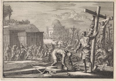 Alexander Joannes, príncipe dos judeus, tem súbditos crucificados contra ele de Jan Luyken