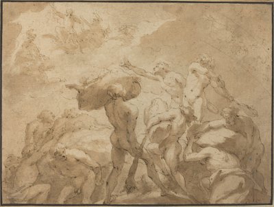 Batalha dos Deuses e Gigantes do Monte Olimpo e Monte Ótris de Jan Luyken