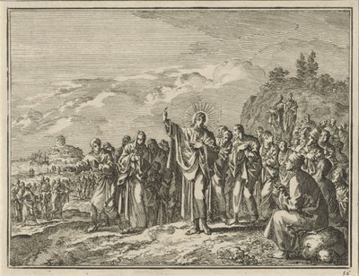 Cristo pregando perante uma multidão ao ar livre de Jan Luyken
