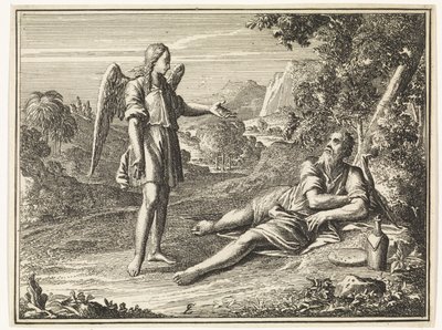 Elias visitado por um anjo no deserto de Jan Luyken