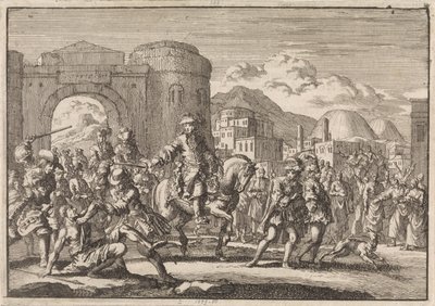 O enviado francês ao sultão entra em Jerusalém a cavalo, 1674 de Jan Luyken