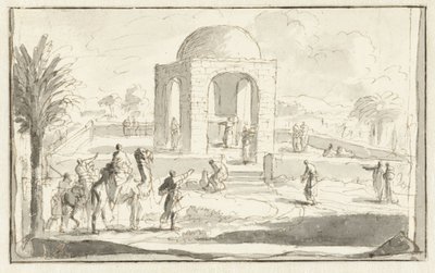 Vista de uma mesquita ou templo no deserto de Jan Luyken