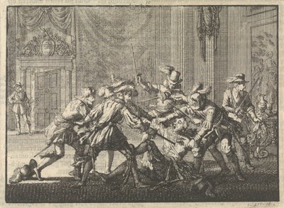 Duque de Guise assassinado no castelo de Blois, 1588 de Jan Luyken