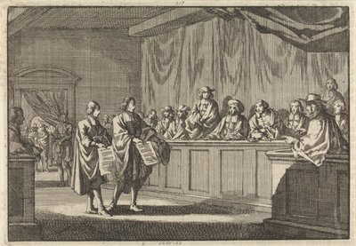 Os pastores reformados Gilly e Courdil leram uma declaração no sínodo em Sorges de que se converteriam à Igreja Católica, 3 de junho de 1683 de Jan Luyken