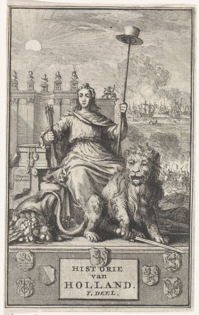 virgem holandesa Página de rosto para: F. de la Neuville, História da Holanda vol. Eu, 1704 de Jan Luyken