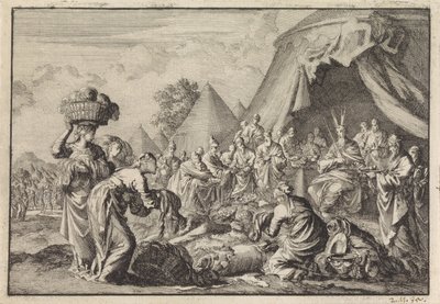 Os israelitas trazem seus objetos de valor para a construção do tabernáculo de Jan Luyken