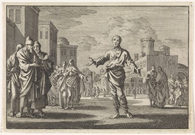Jesus, filho de Ananus, percorre as ruas de Jerusalém de Jan Luyken
