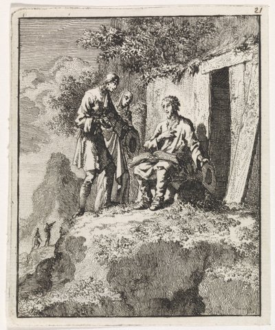 Eremita visitado por duas figuras de Jan Luyken
