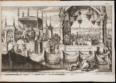 A Grande Bênção das Águas em Moscou (cerimônia religiosa anual com procissão) - Obra de Jan (Johannes) Luyken (1649-1712), gravura (20,1x30 cm) de Jan Luyken