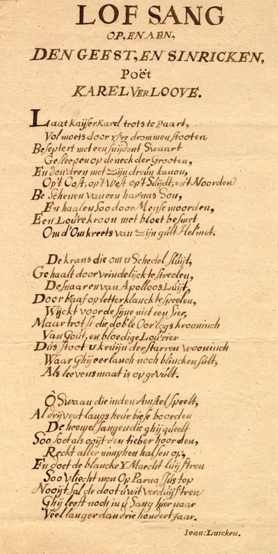 Capa com poema manuscrito de Jan Luyken para Karel Verloove de Jan Luyken