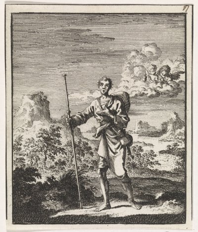 Peregrino em uma paisagem de montanha de Jan Luyken
