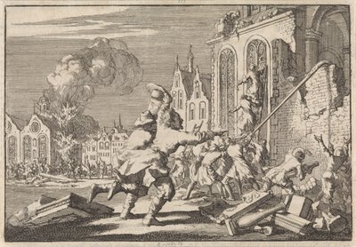 Destruição de capelas católicas em Londres, 1688 de Jan Luyken