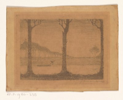 Árvores ao longo do canal no Woudsterweg de Jan Mankes (signed by artist)