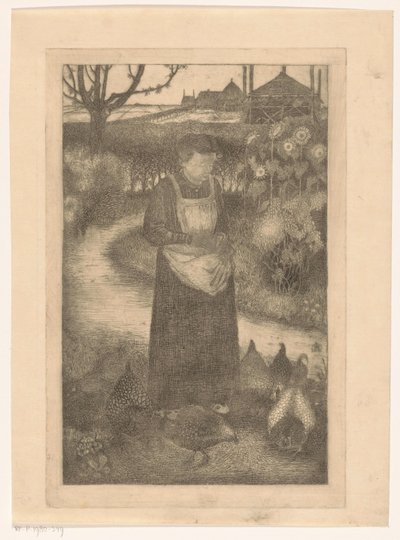 Anne Zernike alimenta as galinhas de Jan Mankes