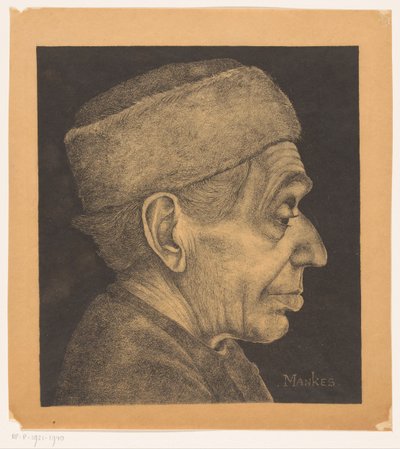 Retrato de Douwe com boné de Jan Mankes