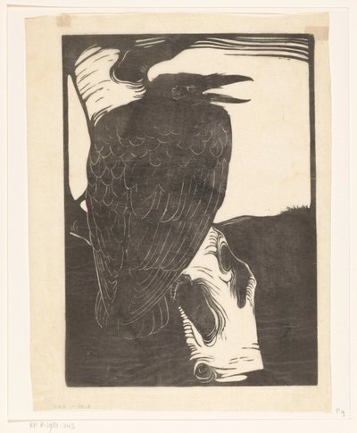 Corvo na árvore de vidoeiro de Jan Mankes