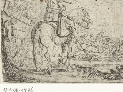 Dois cavaleiros numa batalha de cavalaria
Combate de Cavalaria (título da série) de Jan Martszen de Jonge
