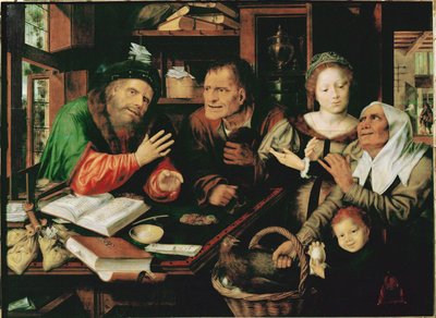 O cobrador de impostos (pintura sobre madeira de carvalho) de Jan Massys