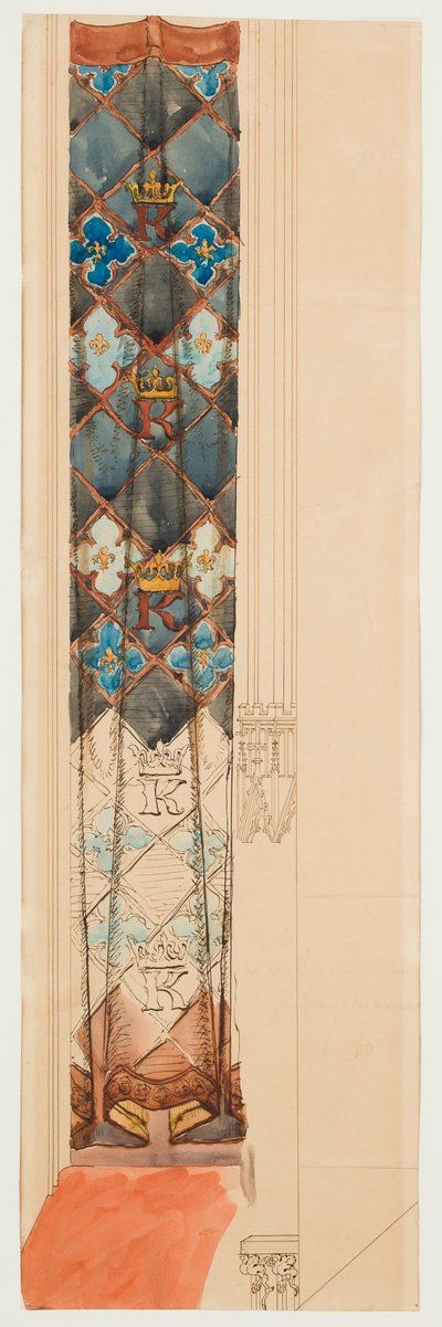 Kartonskizze für die Polychromie der Marienkirche - Fries mit geometrischem Muster de Jan Matejko