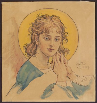 Busto de um anjo, projeto de policromia para a Igreja de Santa Maria, em Cracóvia de Jan Matejko